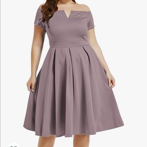 LALAGEN Women's Plus Size Vintage 1950s Party Cocktail Wedding Swing Midi Dress